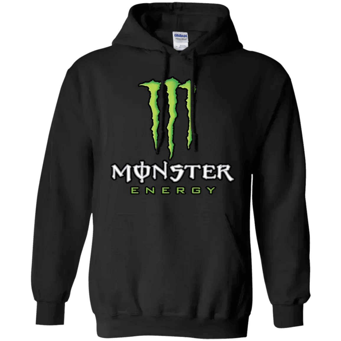 Black NinoGear Monster Energy hoodie featuring the iconic green logo and comfortable fit