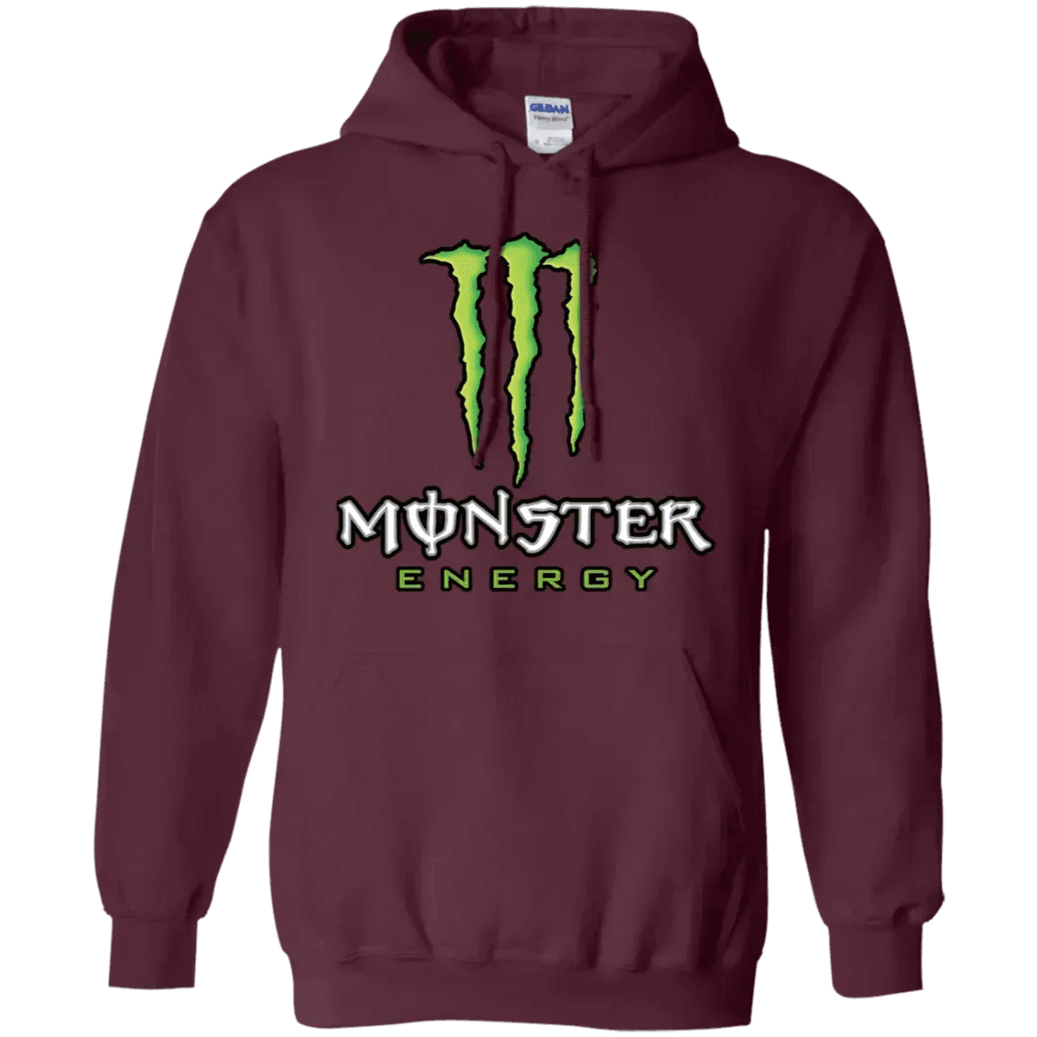 Maroon Monster Energy hoodie featuring iconic logo and comfortable design for casual wear