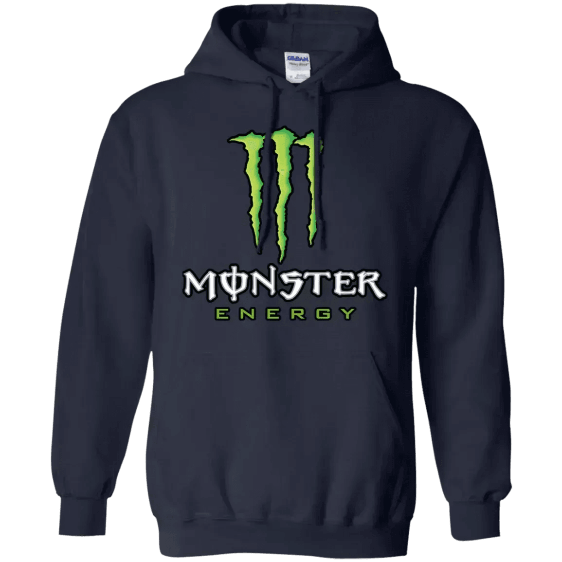 NinoGear Monster Energy hoodie in navy featuring the iconic Monster logo in vibrant green