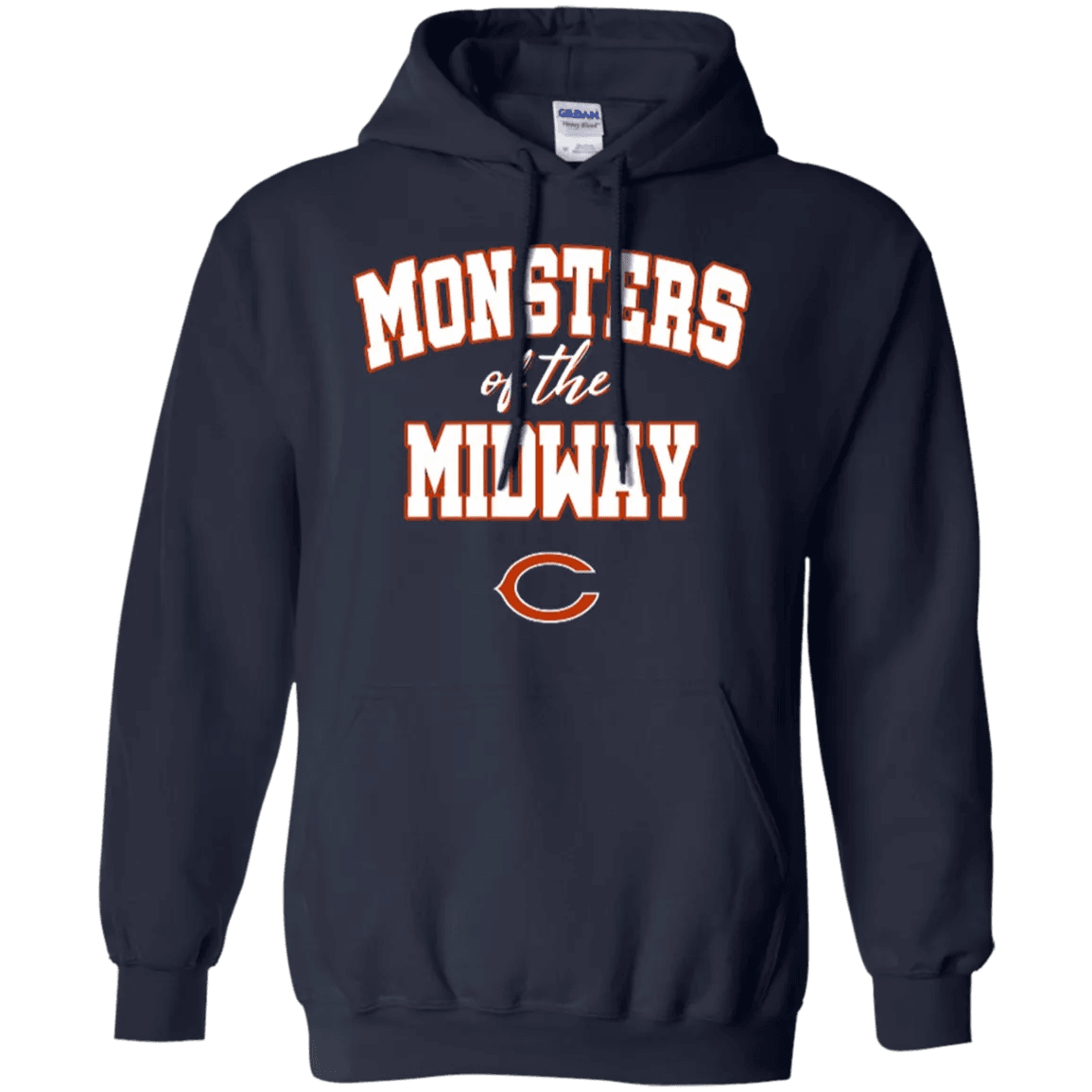 NinoGear Monsters Of The Midway Hoodie in navy blue with bold lettering for fans