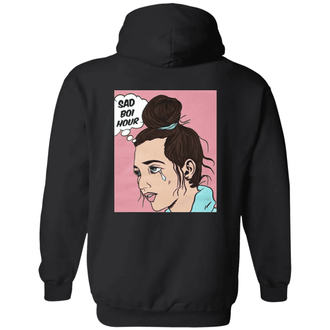 NinoGear Sad Boi Hour hoodie featuring an artistic design with a woman and text illustration