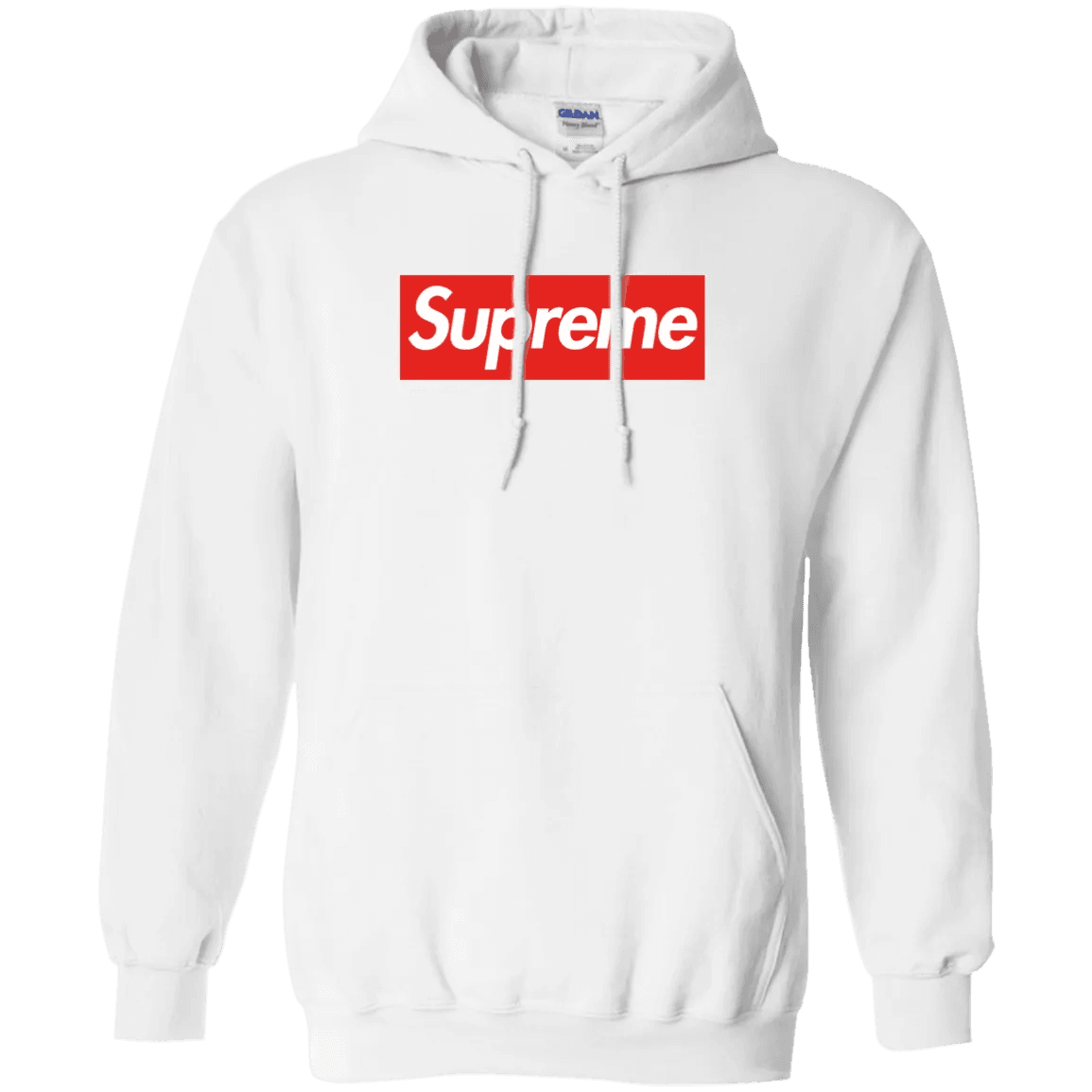 NinoGear Supreme Hoodie in white with iconic red logo for casual streetwear style