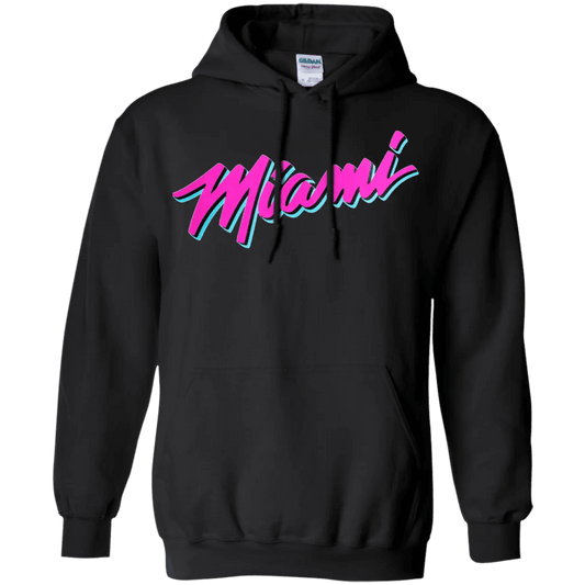 Miami Heat Vice Hoodie in Black with Vibrant Miami Script Design for Sports Fans