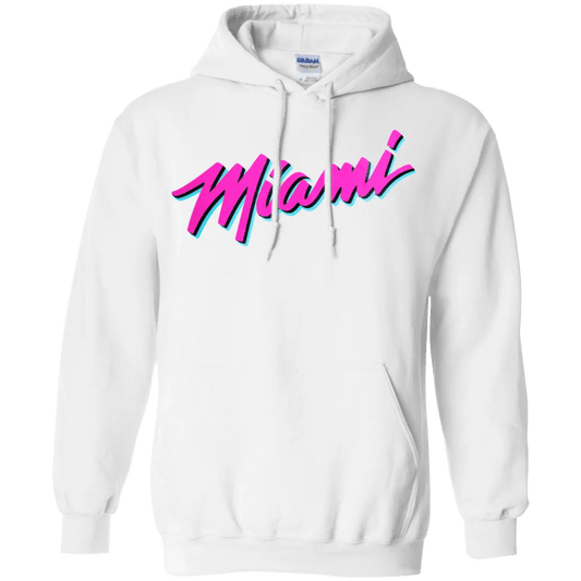 Miami Heat Vice Hoodie in White featuring vibrant Miami text design for stylish fans