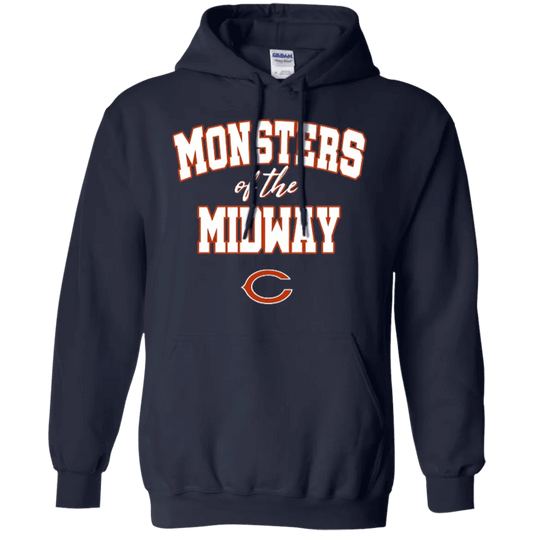 NinoGear Monsters Of The Midway Hoodie in navy blue with bold lettering for fans