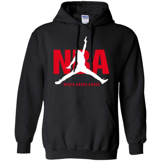 NinoGear NBA Youngboy Hoodie in black featuring bold red NBA logo and iconic silhouette