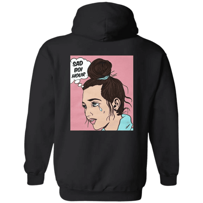 NinoGear Sad Boi Hour hoodie featuring an artistic design with a woman and text illustration